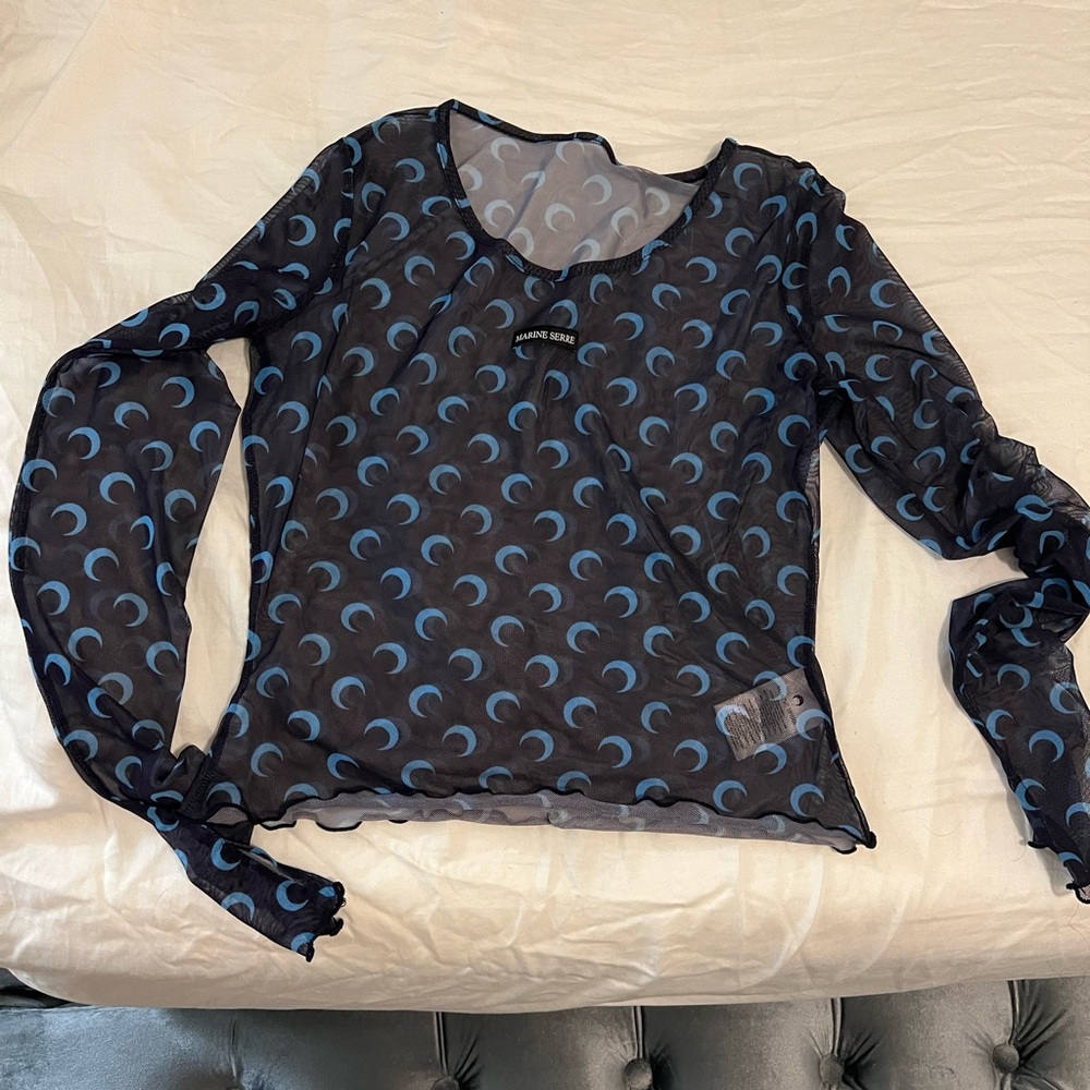 Marine Serre Women's Black and Blue Top